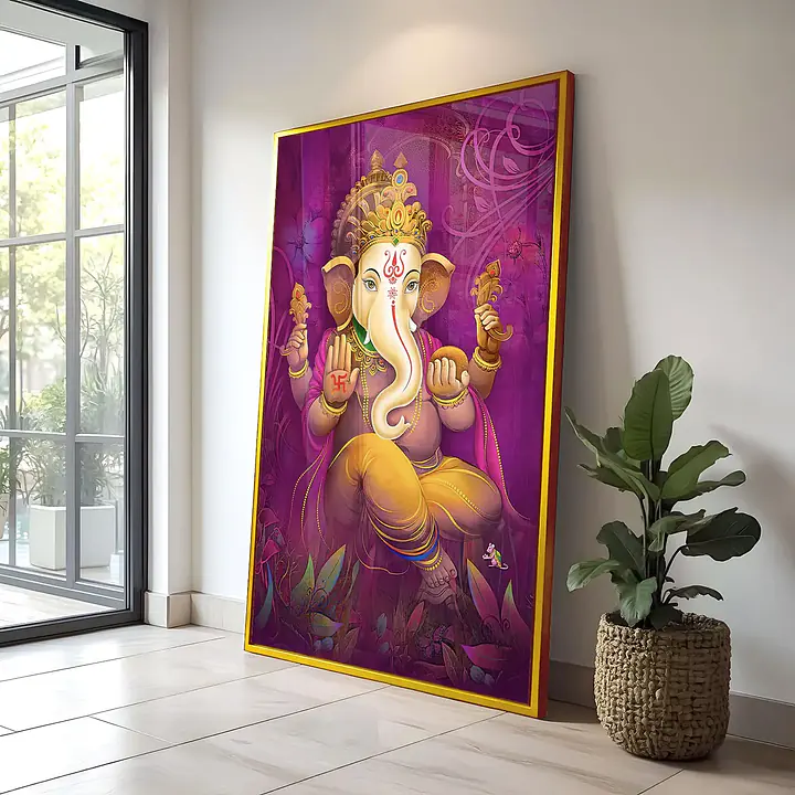 Ganesh Artistic Serene Purple Vivid Framed Wall Art - Master